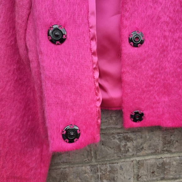Milly New York Bright Barbie Pink Mohair Wool 3/4 sleeve Jacket Coat Blazer Sz.4 - Picture 9 of 15
